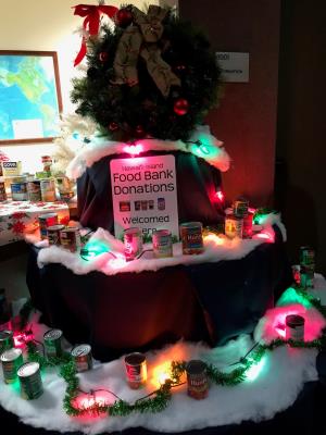 Food Bank Christmas Tree Donations Display